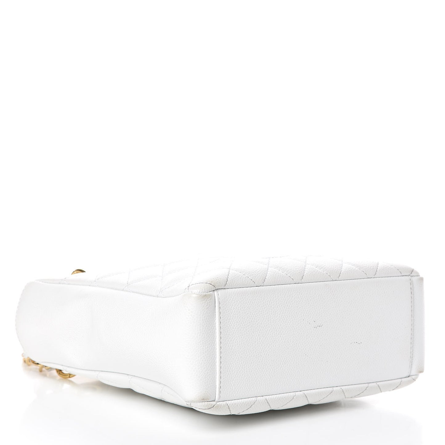 Caviar Quilted Petit Shopping Tote PST White