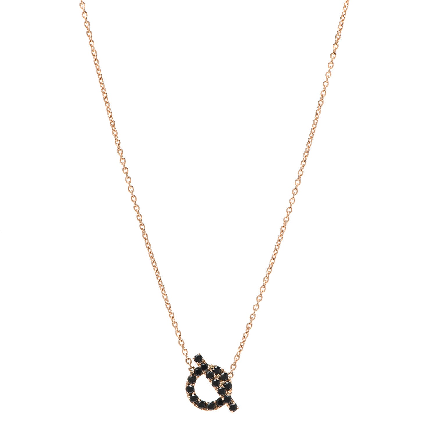 Hermes 18K Rose Gold Black Spinel Finesse Pendant Necklace 1 of 6