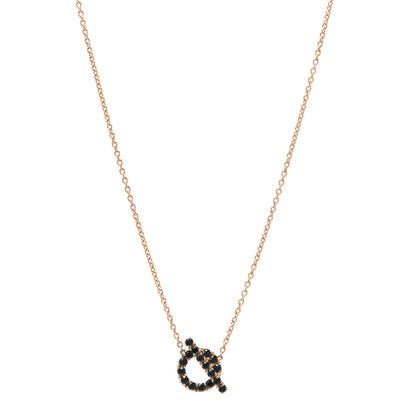 Hermes 18K Rose Gold Black Spinel Finesse Pendant Necklace 1 of 6