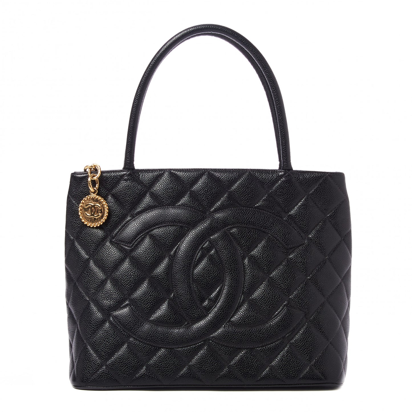 Caviar Quilted Medallion Tote Black