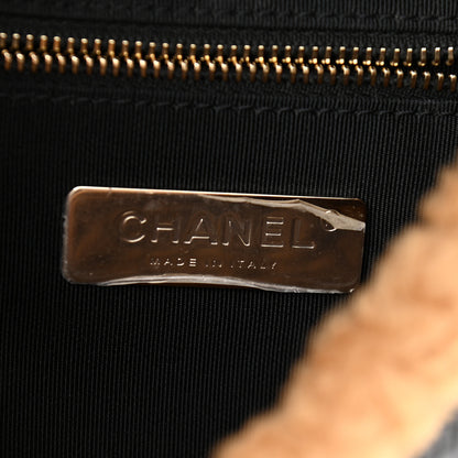 Chanel Shiny Crumpled Sheepskin Shearling CC Mania Flap Bag Black Beige 6 of 11