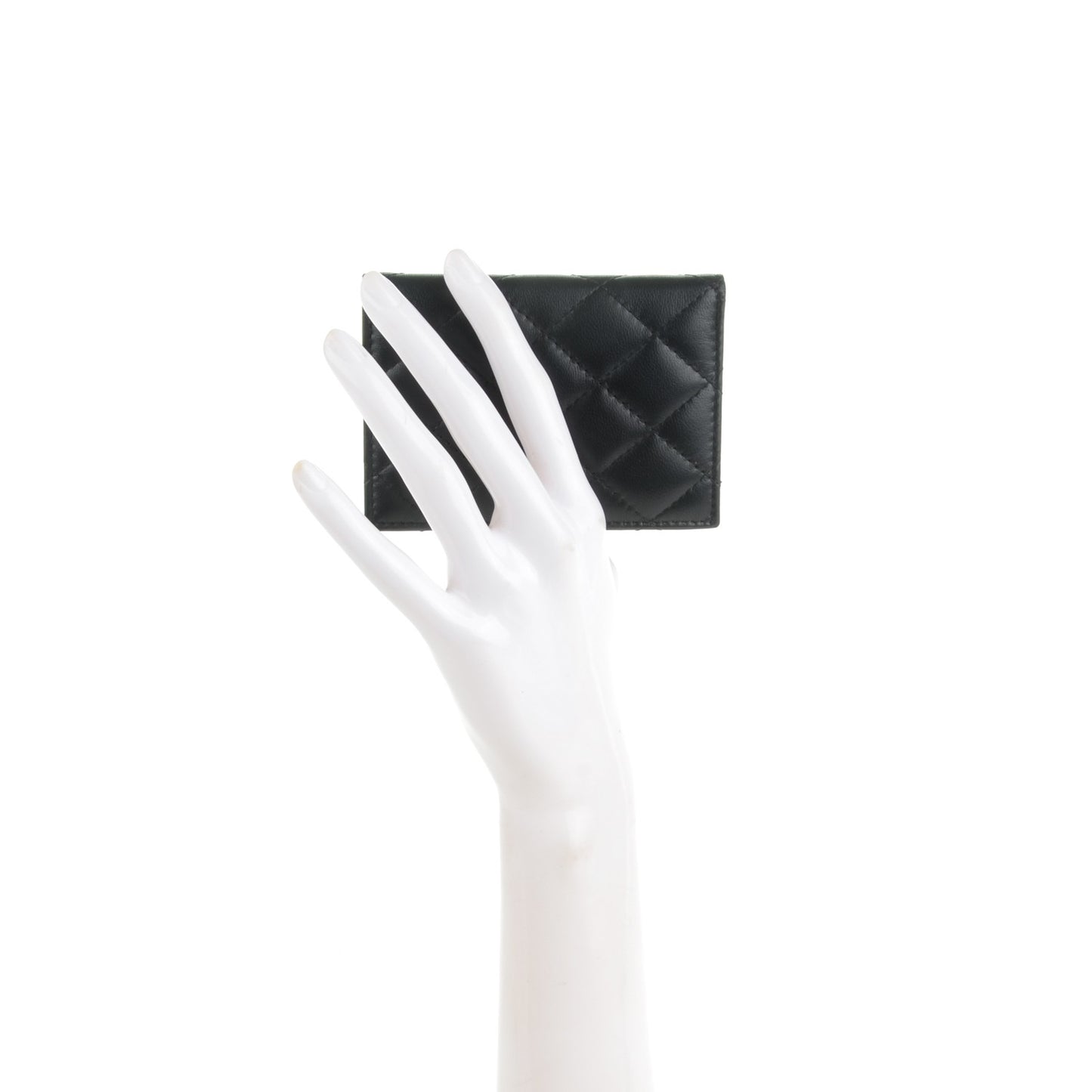 Lambskin Quilted CC Card Holder Wallet Black