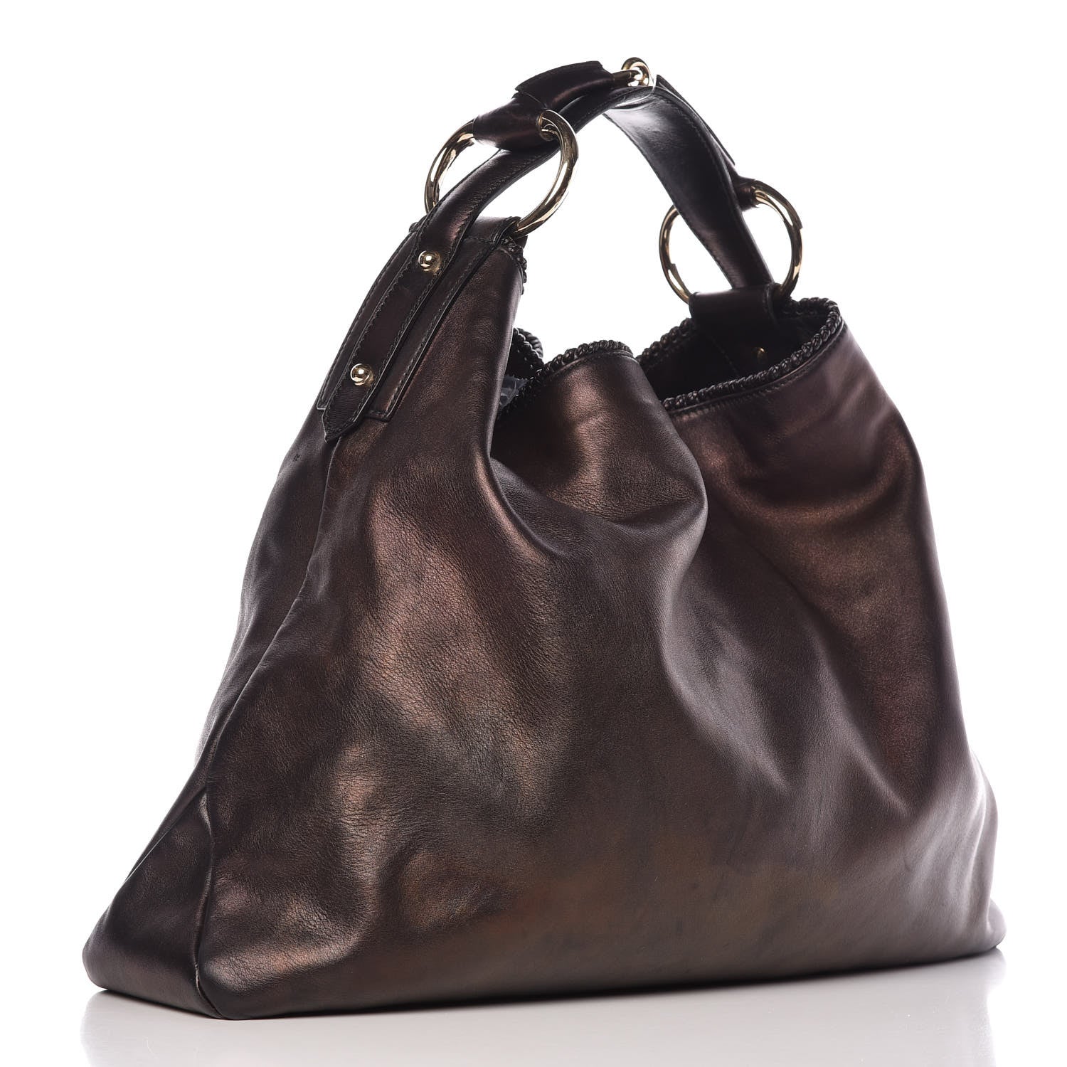 Gucci Calfskin Large Horsebit Chain Hobo Bronze 3 of 14