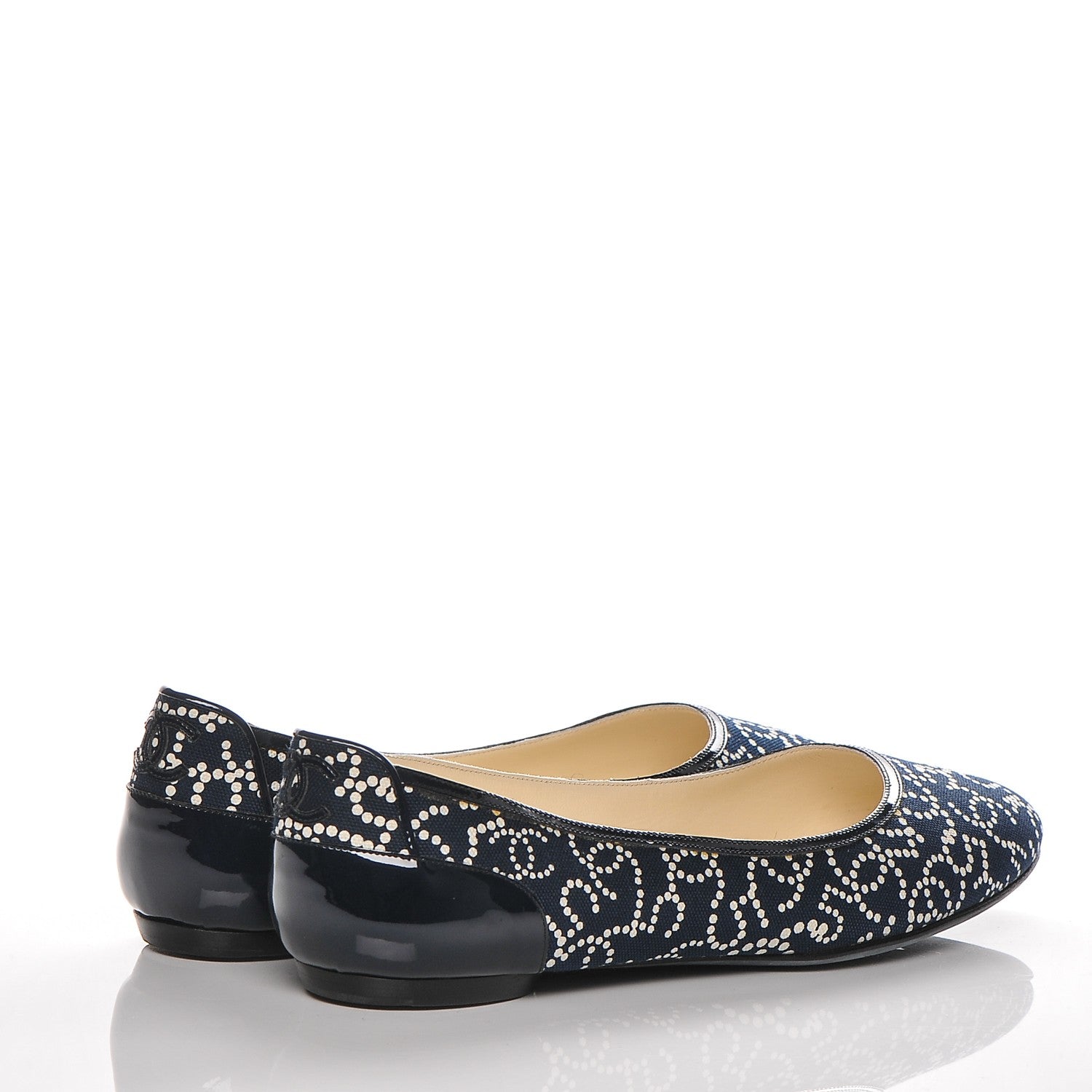 Chanel Canvas Patent Ballerina Flats 41.5 Navy Blue 4 of 7