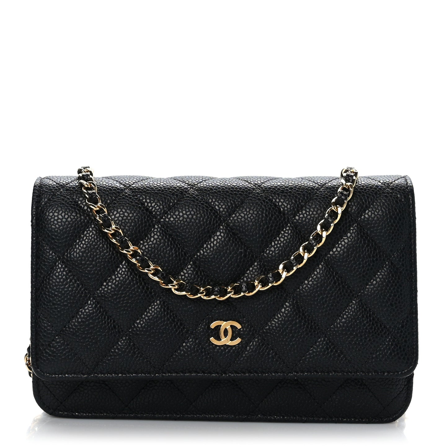 Caviar Quilted Wallet on Chain WOC Black