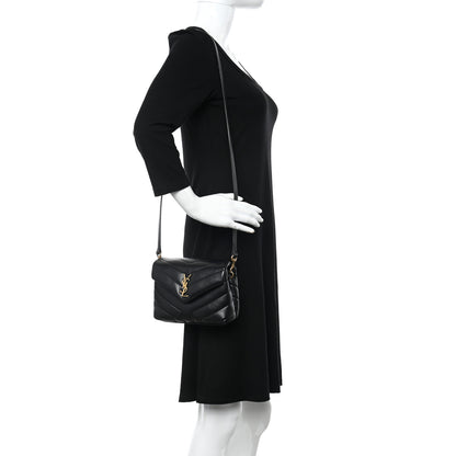 Saint Laurent Calfskin Y Quilted Monogram Toy Loulou Crossbody Bag Black 2 of 15