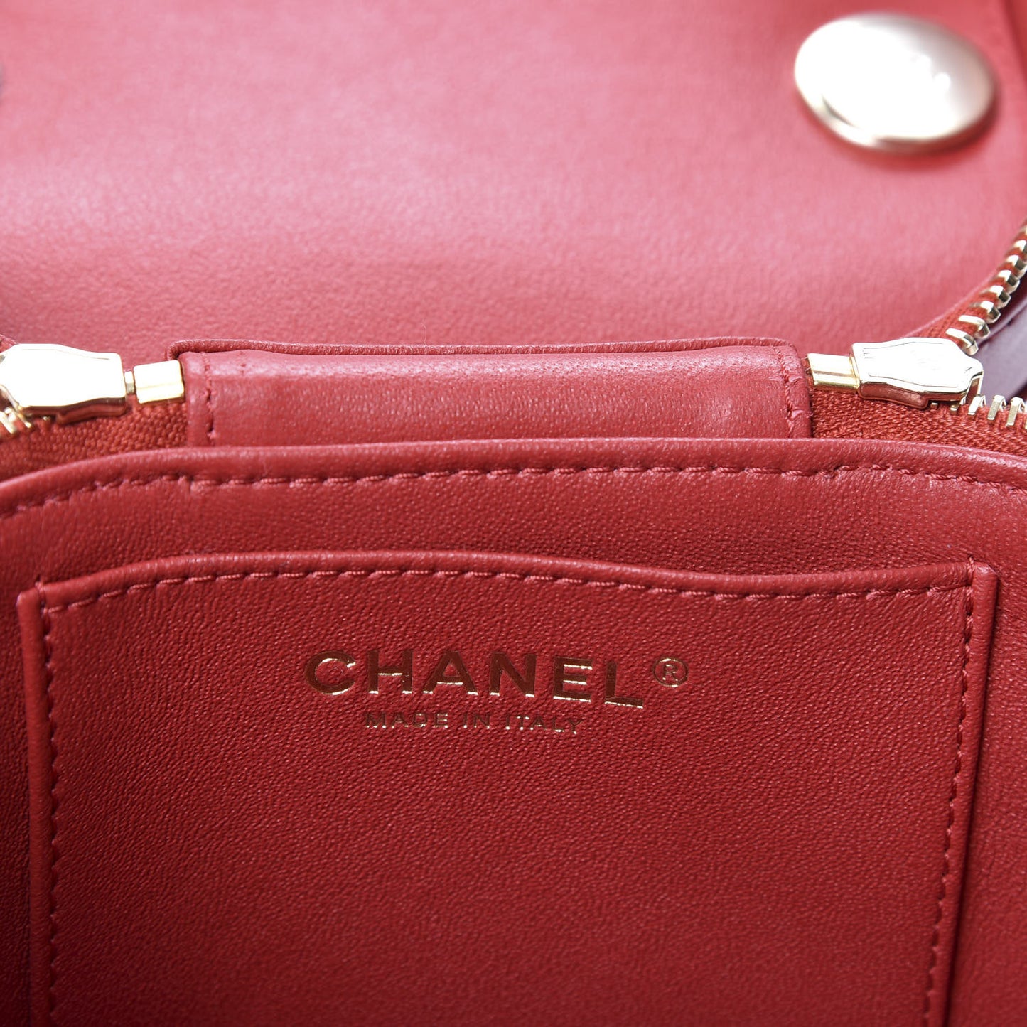 Lambskin Quilted Trendy Vanity Case Red