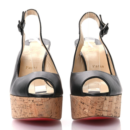 Christian Louboutin Calfskin Cork Dona Anna 120 Wedges 40 Black Natural 3 of 8