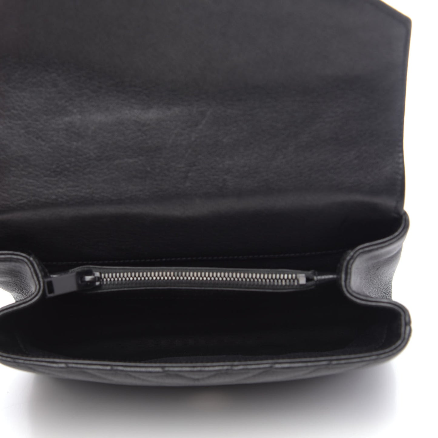 Sheepskin Matelasse Chevron Monogram Monochrome Medium College Bag Black
