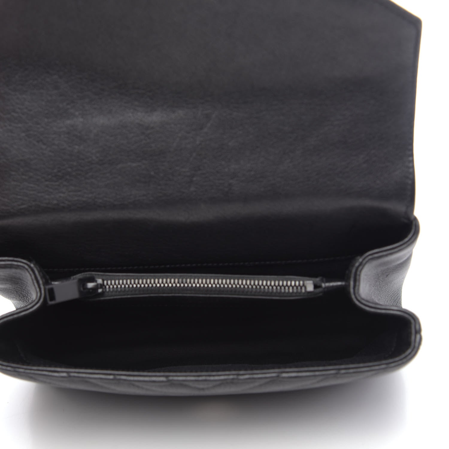 Saint Laurent Sheepskin Matelasse Chevron Monogram Monochrome Medium College Bag Black 5 of 11
