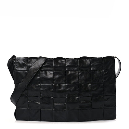 Bottega Veneta Paper Calfskin Maxi Intreccio Large Cassette Crossbody Bag Black 1 of 8