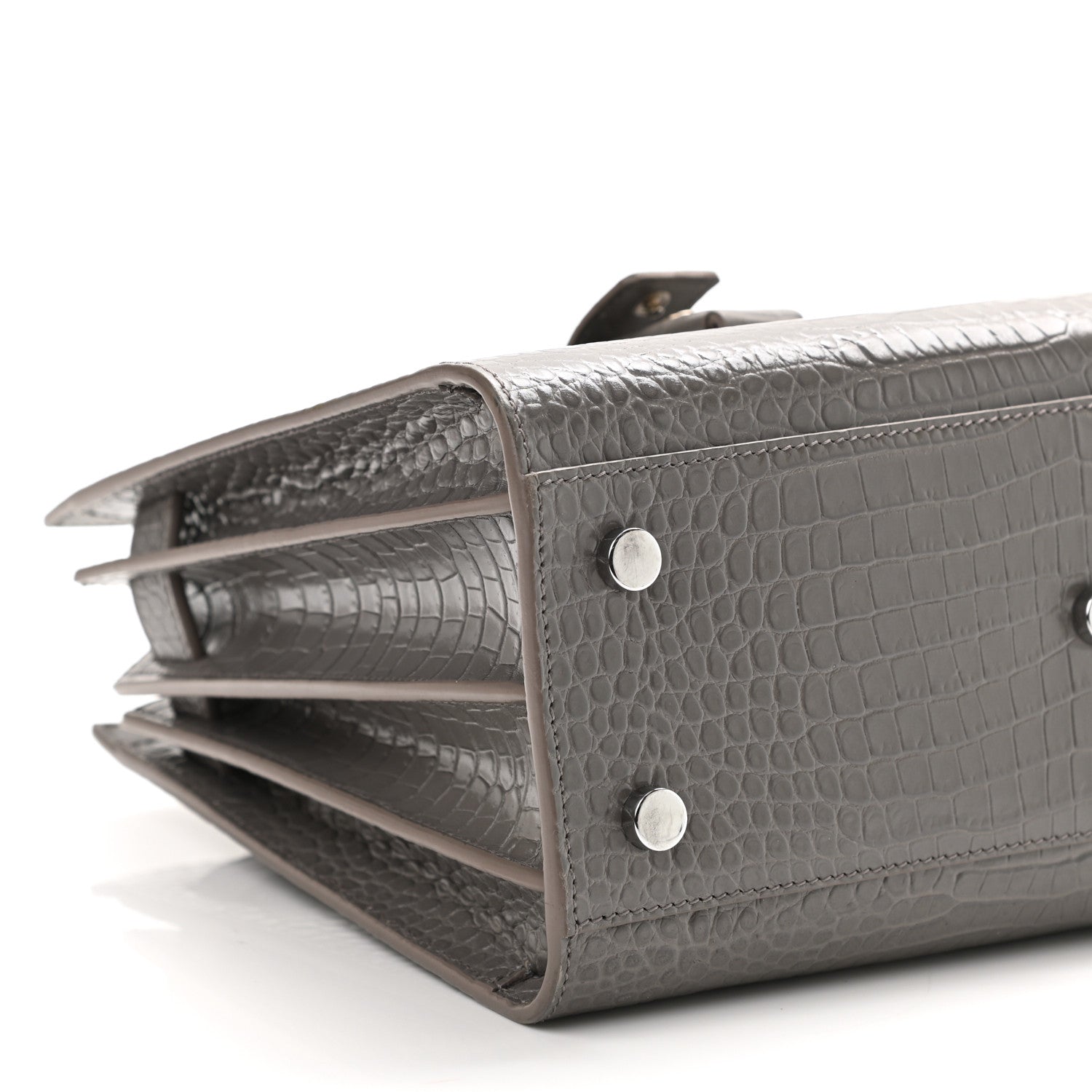 Saint Laurent Calfskin Crocodile Embossed Baby Sac De Jour Fog 8 of 11