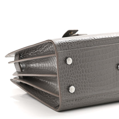 Saint Laurent Calfskin Crocodile Embossed Baby Sac De Jour Fog 8 of 11
