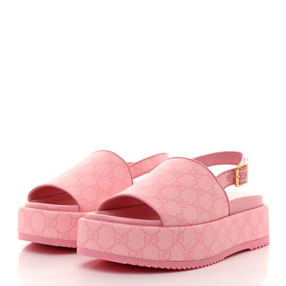 Gucci GG Supreme Monogram Granada Kid Angelina Platform 35mm Slingback Sandals 40 Cotton Candy Dark Cotton Candy Wild Rose 4 of 9
