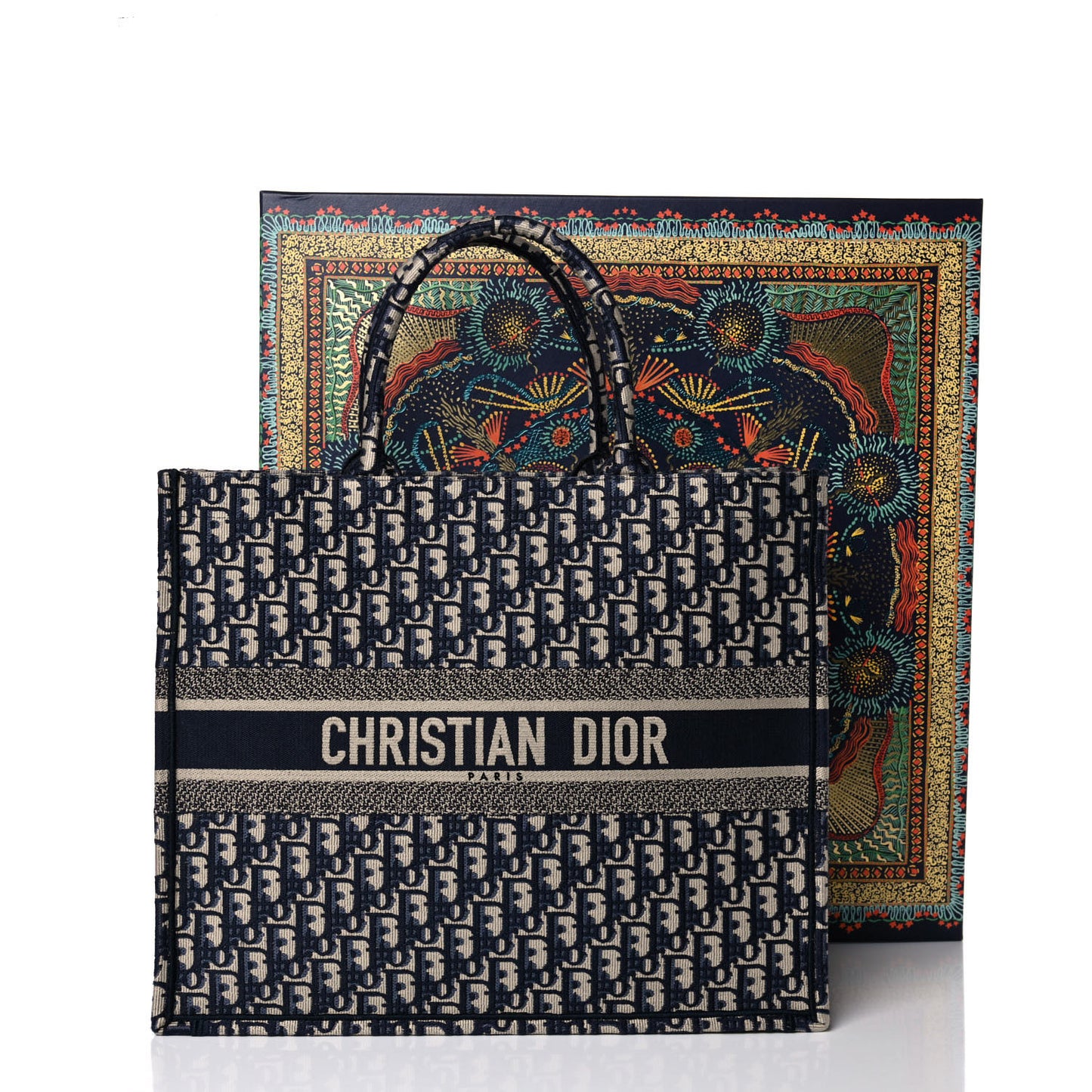 Oblique Book Tote Blue Multicolor