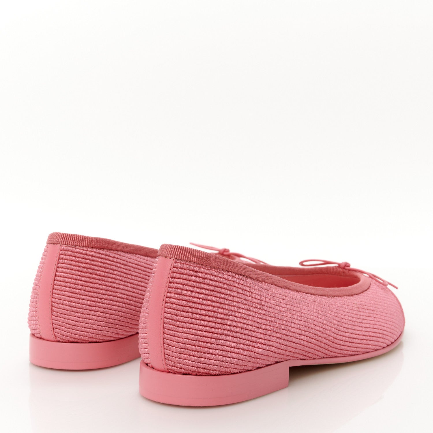 Chanel Embroidered Fabric Cap Toe CC Ballerina Flats 37.5 Pink 5 of 10