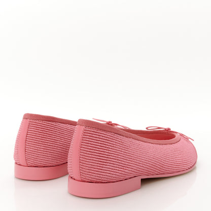 Chanel Embroidered Fabric Cap Toe CC Ballerina Flats 37.5 Pink 5 of 10