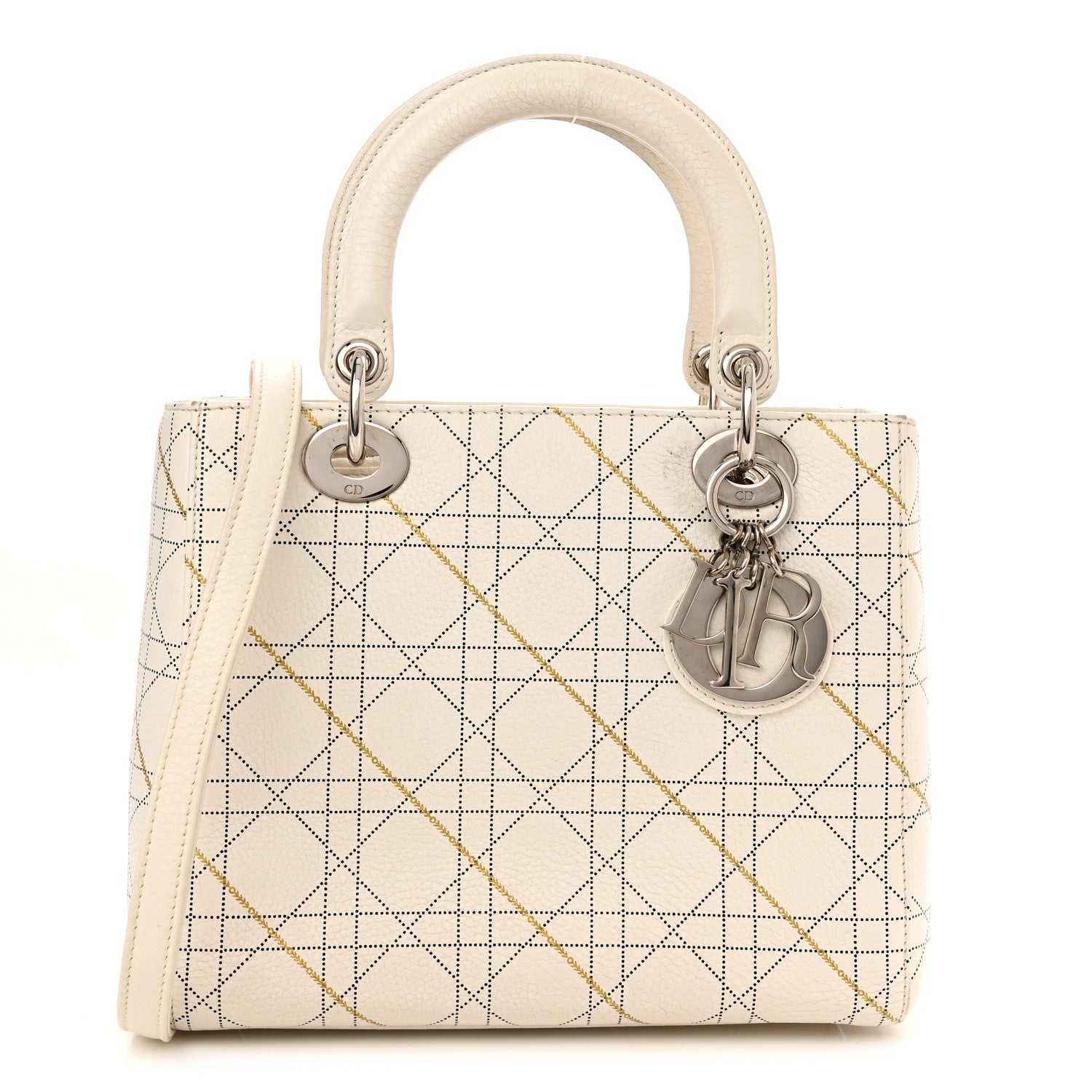 Christian Dior Calfskin Cannage Print Medium Lady Dior White 1 of 13