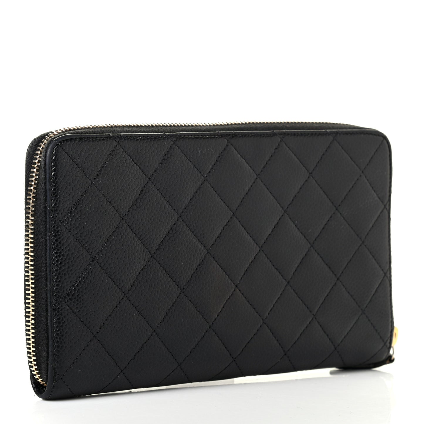 Caviar Quilted Large Zip Around Organizer Wallet Black