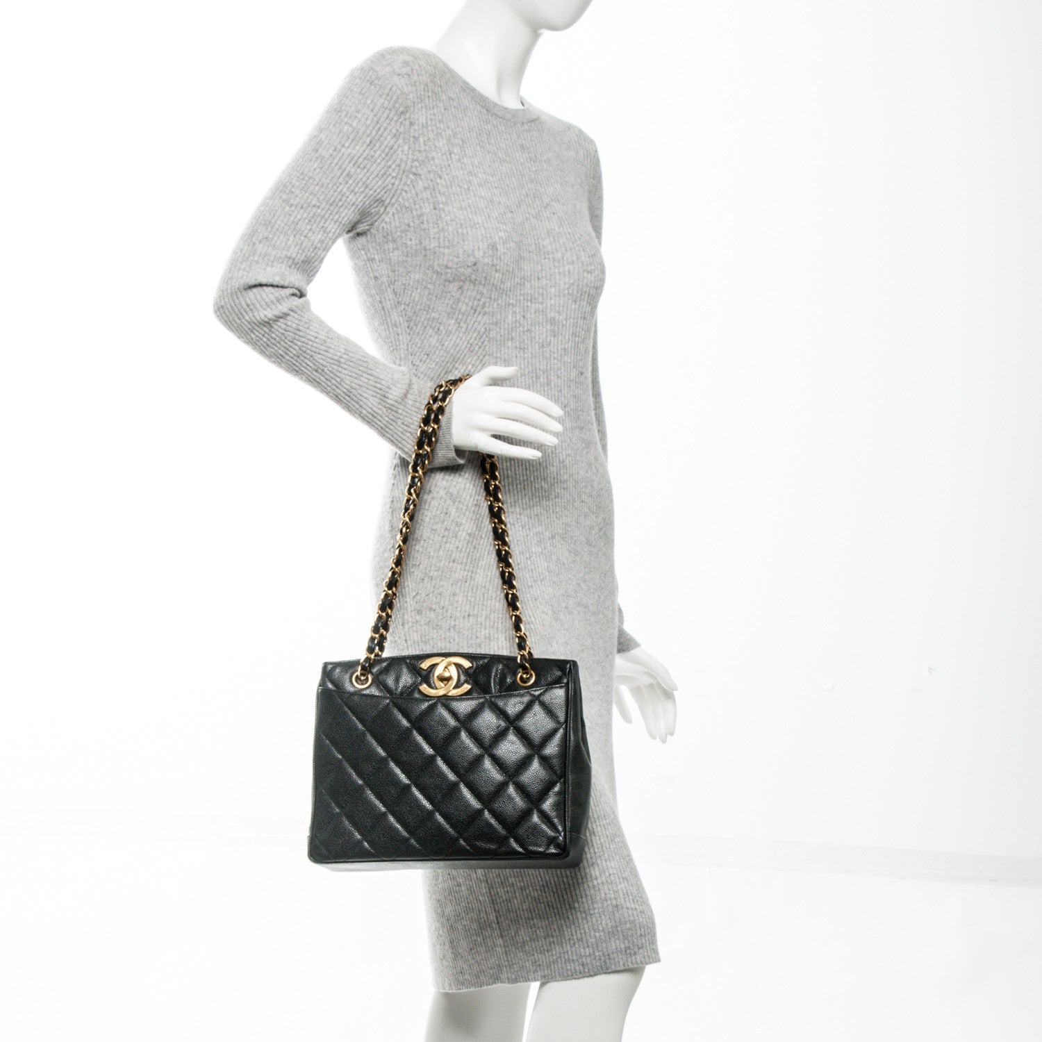 Chanel Caviar Quilted CC Shoulder Bag Black 2 of 6