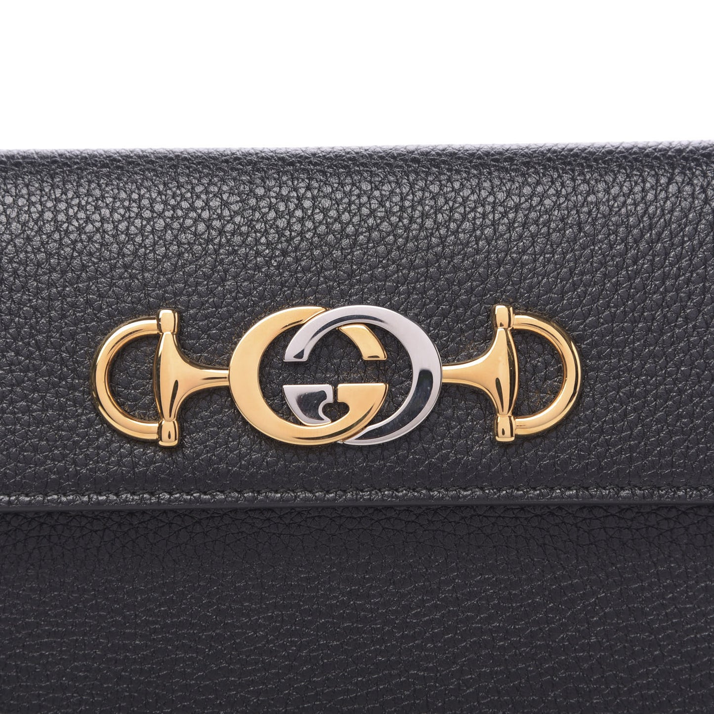 Grainy Calfskin Zumi Flap Card Case Black