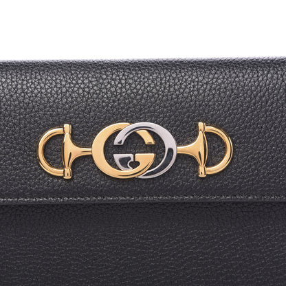 Gucci Grainy Calfskin Zumi Flap Card Case Black 8 of 9