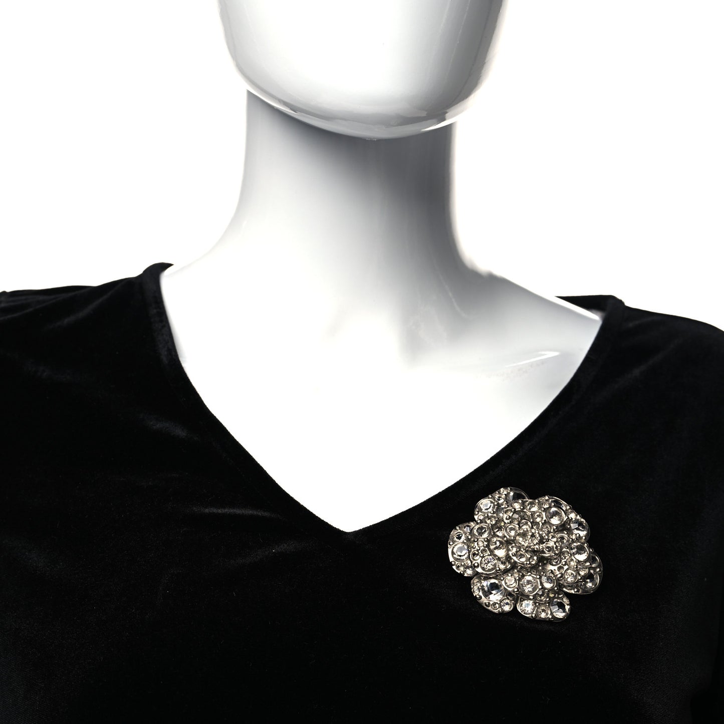 Swarovski Crystal Camellia CC Brooch Silver