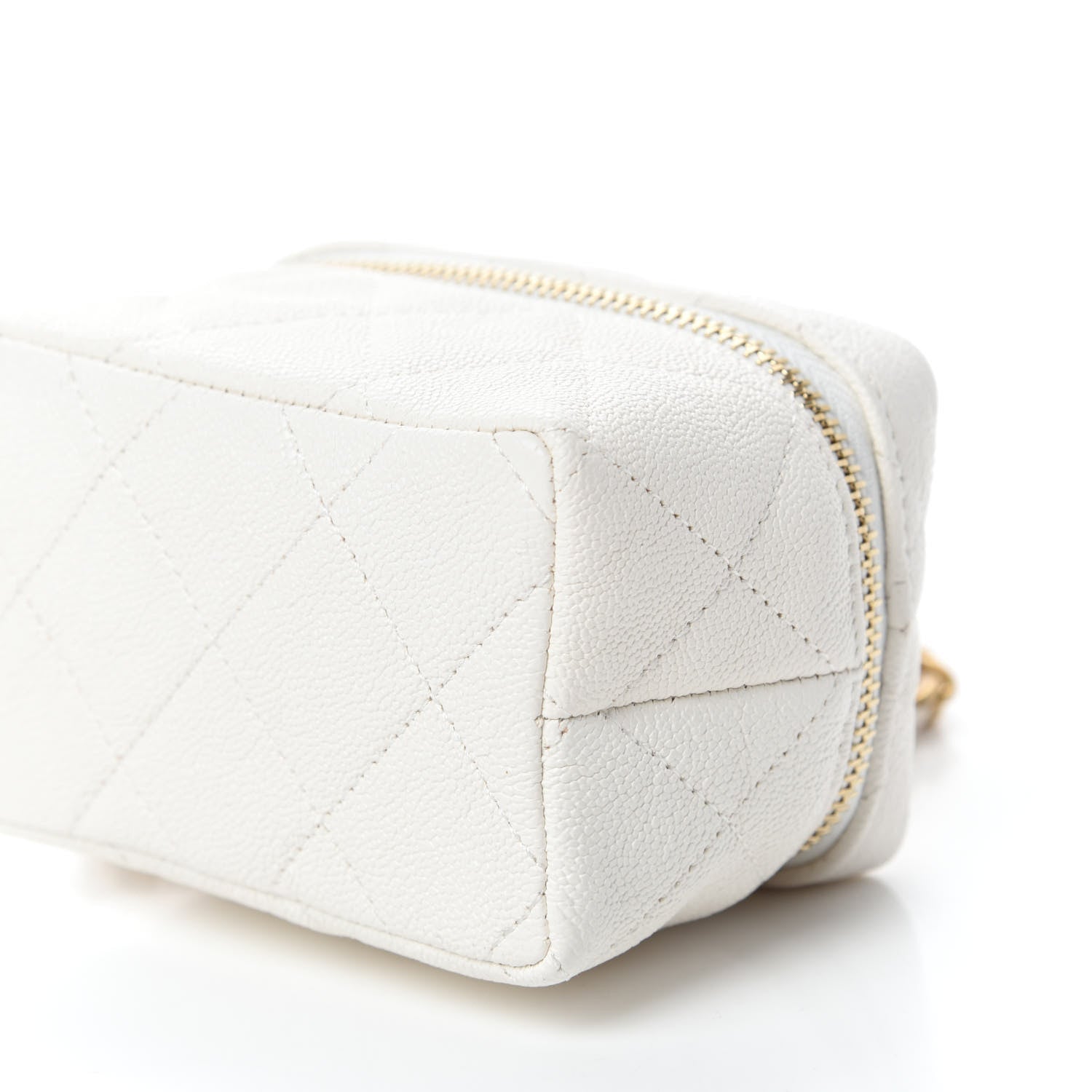 Chanel Caviar Quilted Mini Top Handle Vanity With Chain White 7 of 10