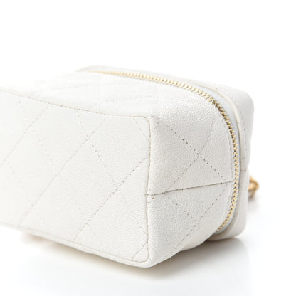 Chanel Caviar Quilted Mini Top Handle Vanity With Chain White 7 of 10