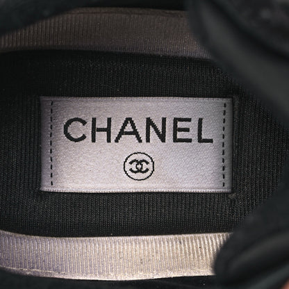 Chanel Fabric Calfskin Suede CC Sneakers 38.5 Black 7 of 8