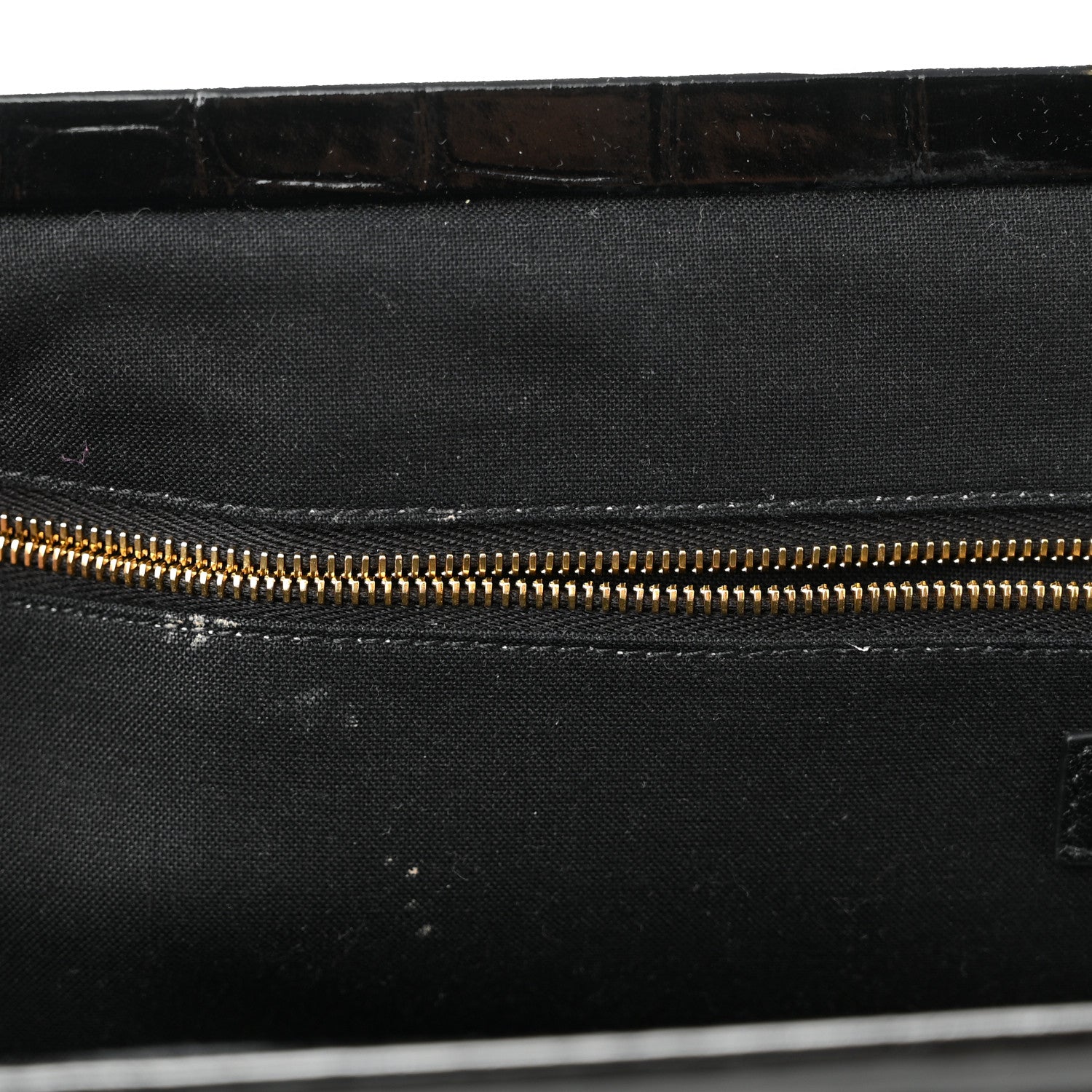 Balenciaga Shiny Supple Calfskin Logo Crocodile Embossed XL Cloud Clutch Black White 9 of 9