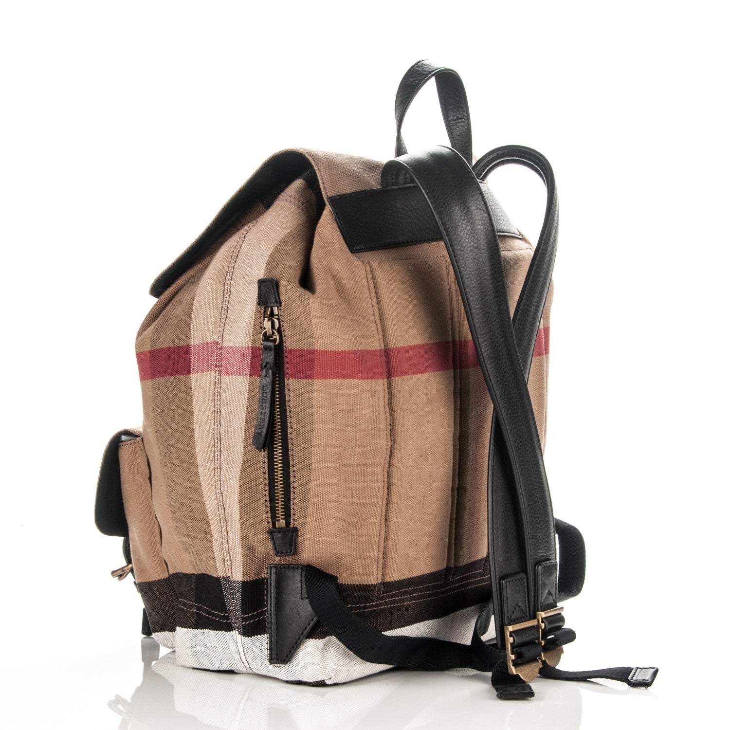 Burberry Canvas Mega Check Brookdale Backpack Black 3 of 7