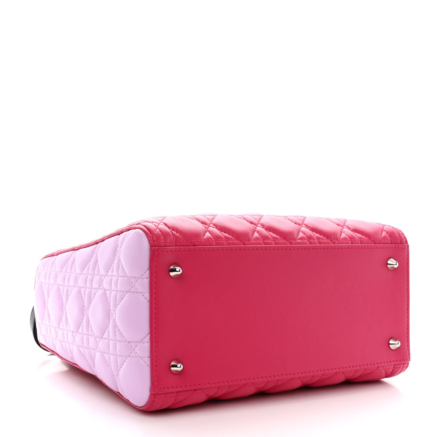 Christian Dior Lambskin Cannage Medium Tri-Color Lady Dior Fuchsia Anemone Black 4 of 10