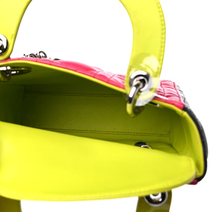 Christian Dior Lambskin Cannage Mini Tri-Color Lady Dior Pink Blue Yellow 5 of 9