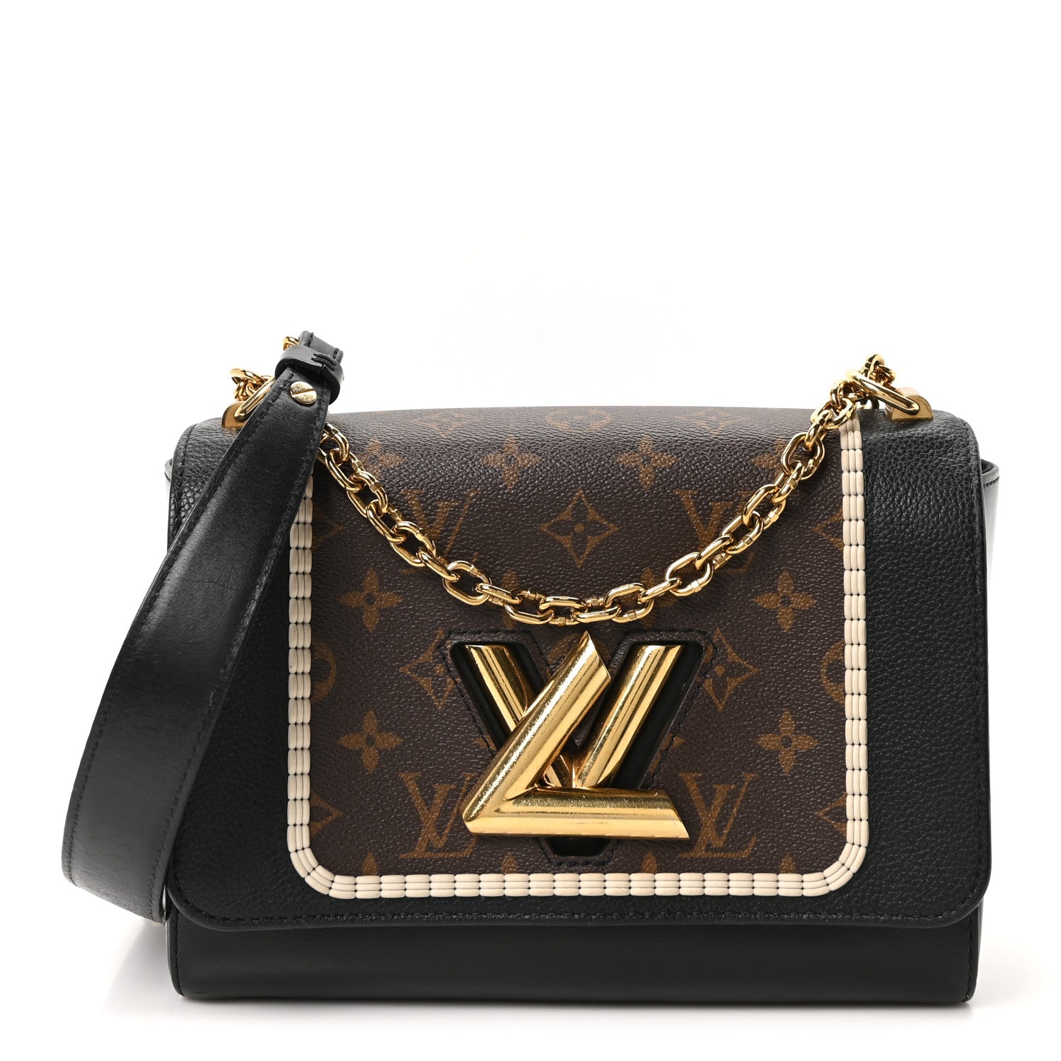 Louis Vuitton Calfskin Monogram Braided Twist Shoulder Bag MM Black 1 of 10