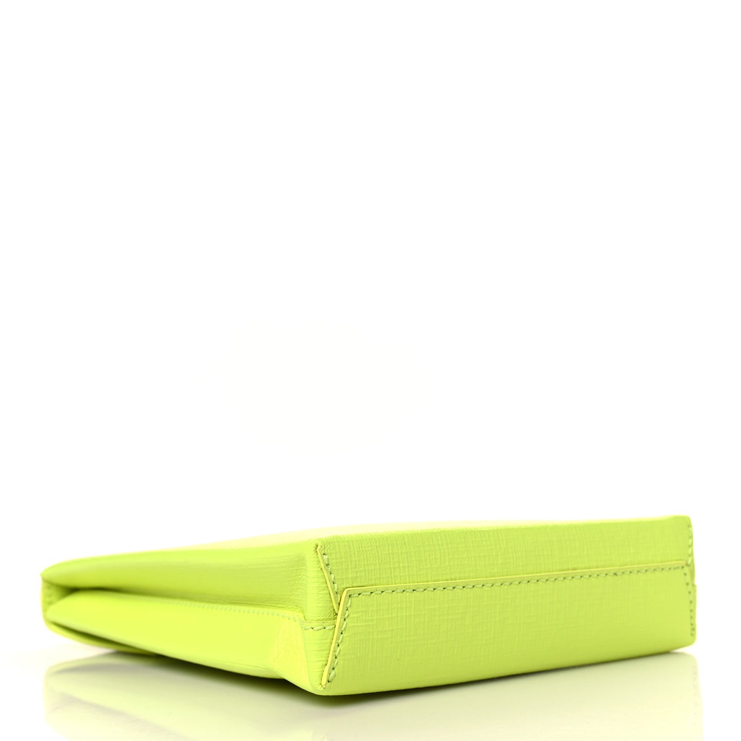 Squared Calfskin Logo Shopping Envelope Clutch Acid Green