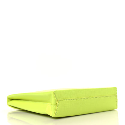 Balenciaga Squared Calfskin Logo Shopping Envelope Clutch Acid Green 3 of 6