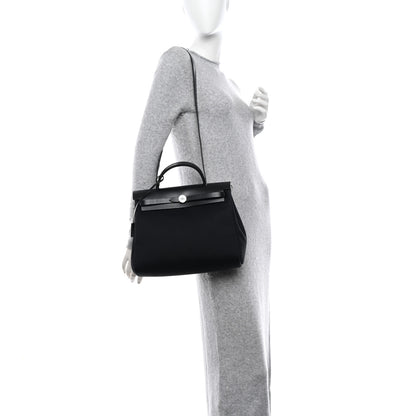 Hermes Military Toile Vache Hunter Laque Herbag Zip Retourne 31 PM Black 2 of 13