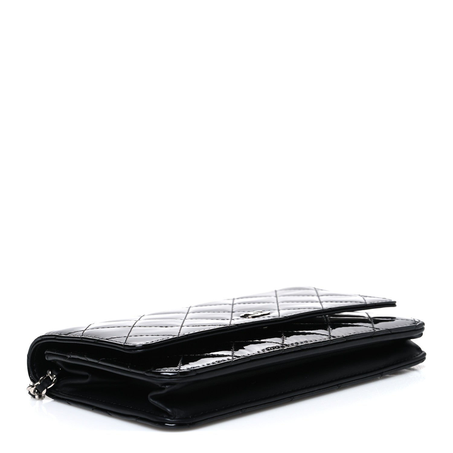 Chanel Patent Quilted Wallet On Chain WOC Black 4 of 11