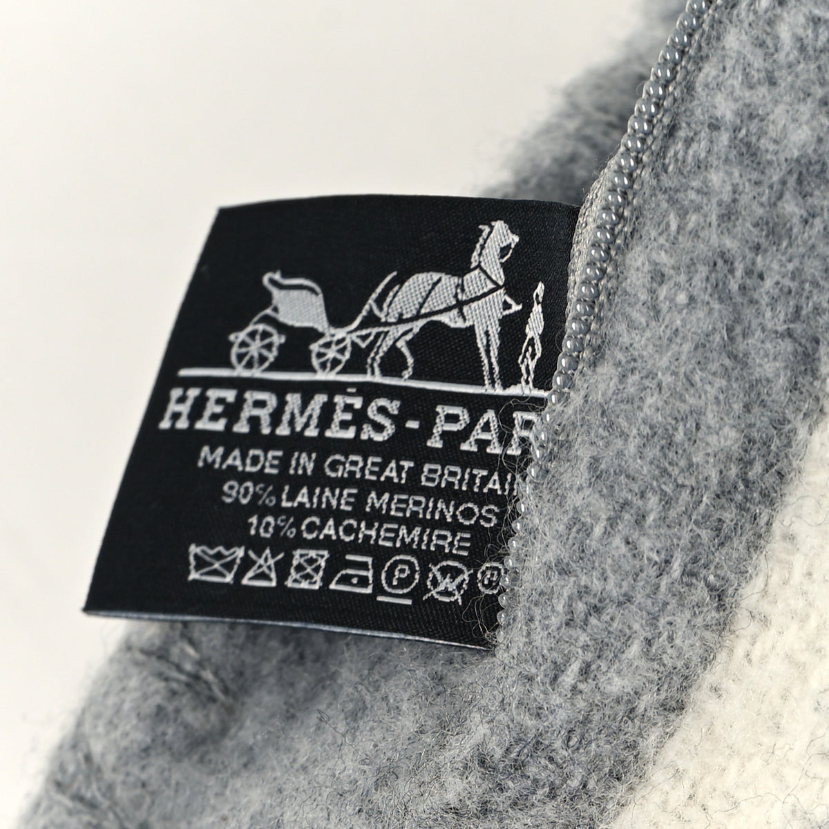 Hermes Wool Cashmere Avalon III Pillow PM Ecru Gris Clair 3 of 3
