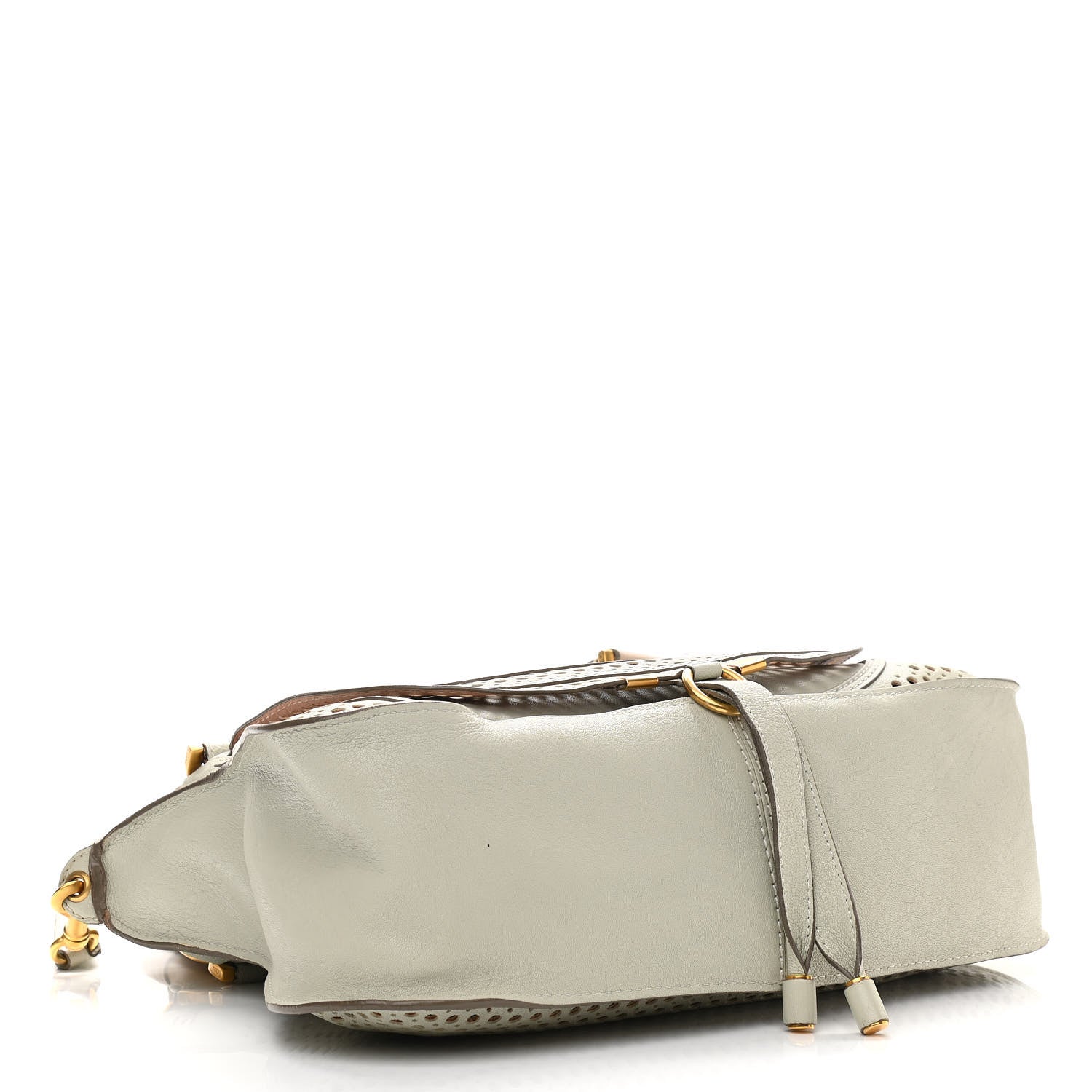 Chloe Calfskin Perforated Medium Marcie Satchel Grey 4 of 13