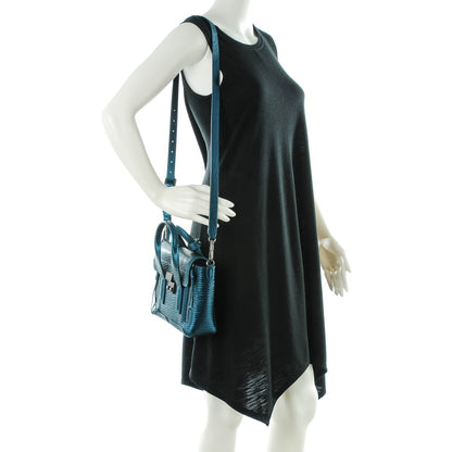 3.1 Phillip Lim 3.1 Metallic Textured Calfskin Mini Pashli Satchel Turquoise 2 of 8