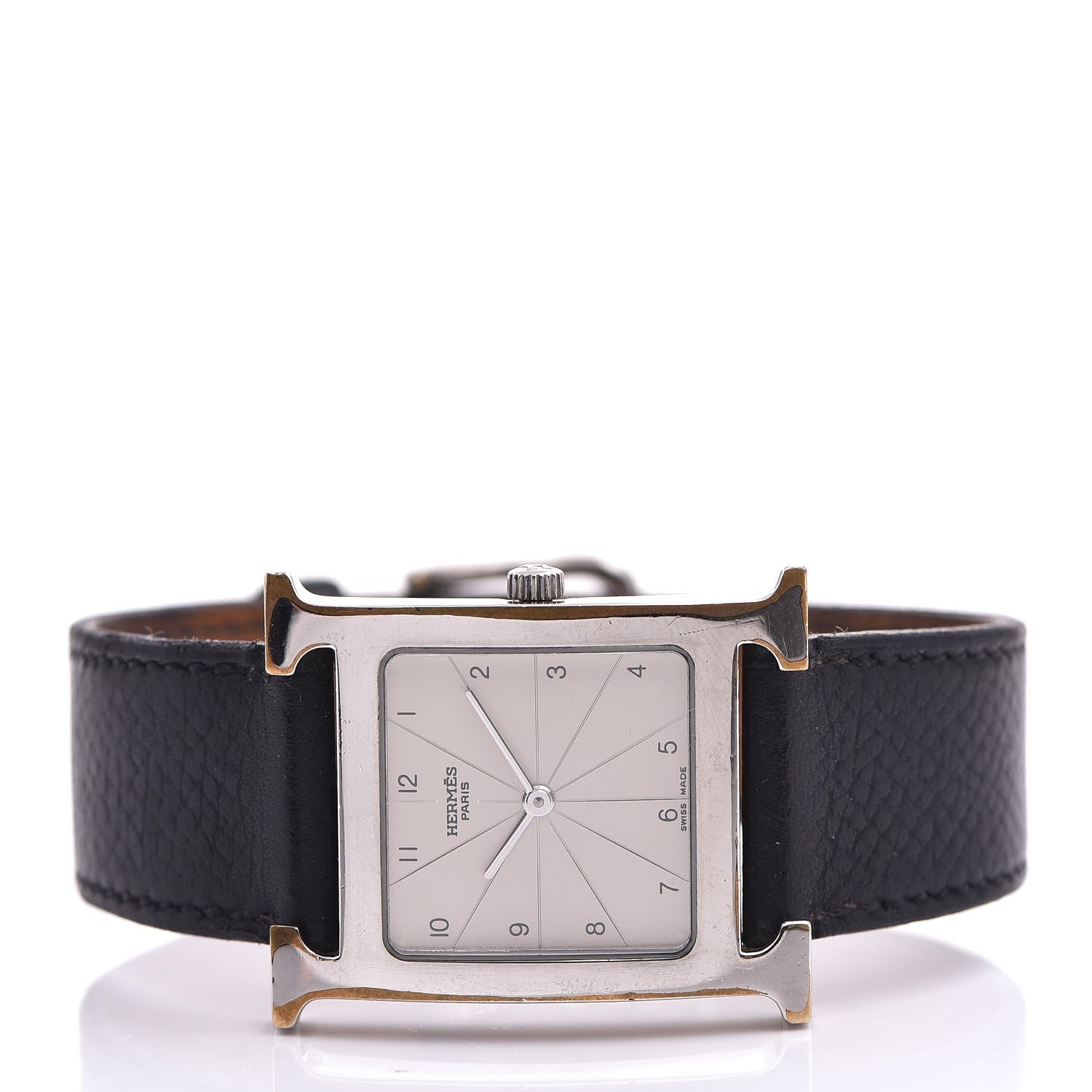 Hermes Stainless Steel Courchevel 26mm Heure H Hour Quartz Watch Noir 3 of 15