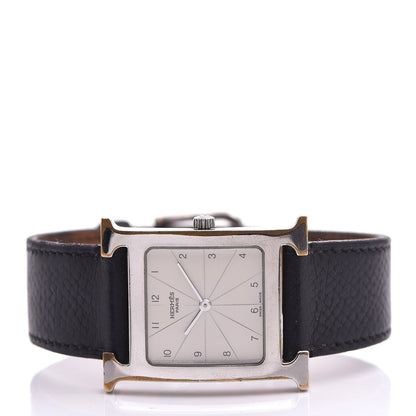Hermes Stainless Steel Courchevel 26mm Heure H Hour Quartz Watch Noir 3 of 15