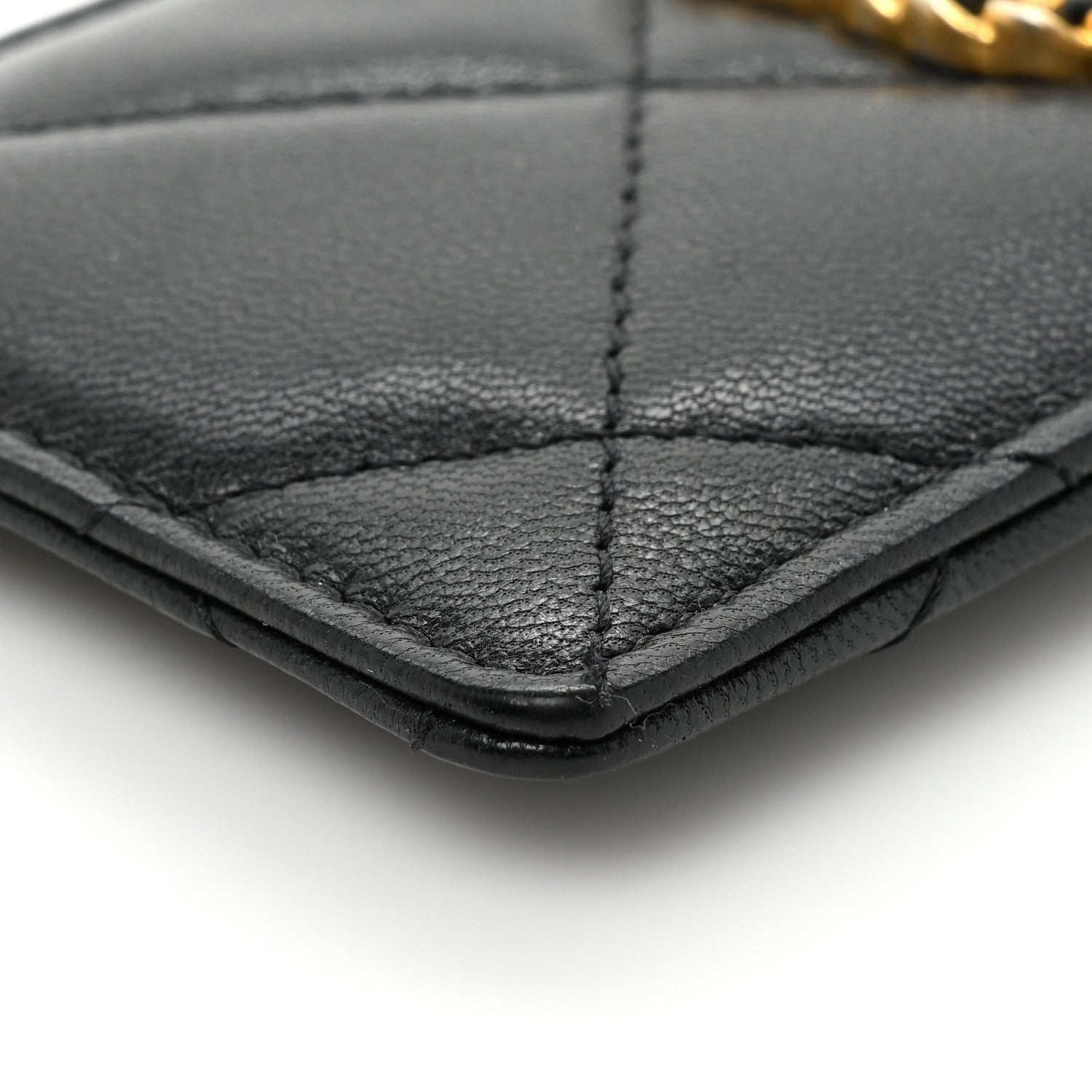 Chanel Goatskin Quilted Chanel 19 Card Holder On Chain Black 8 of 9