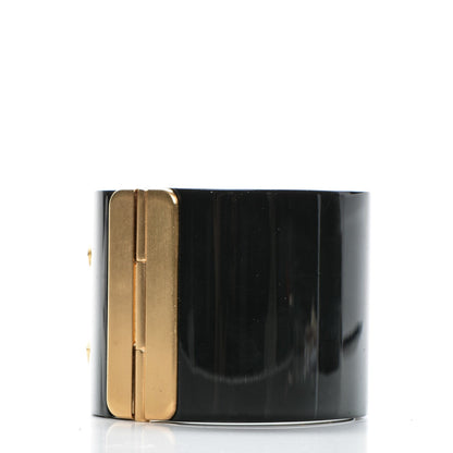 Chanel Resin CC Cuff Black Gold 3 of 5