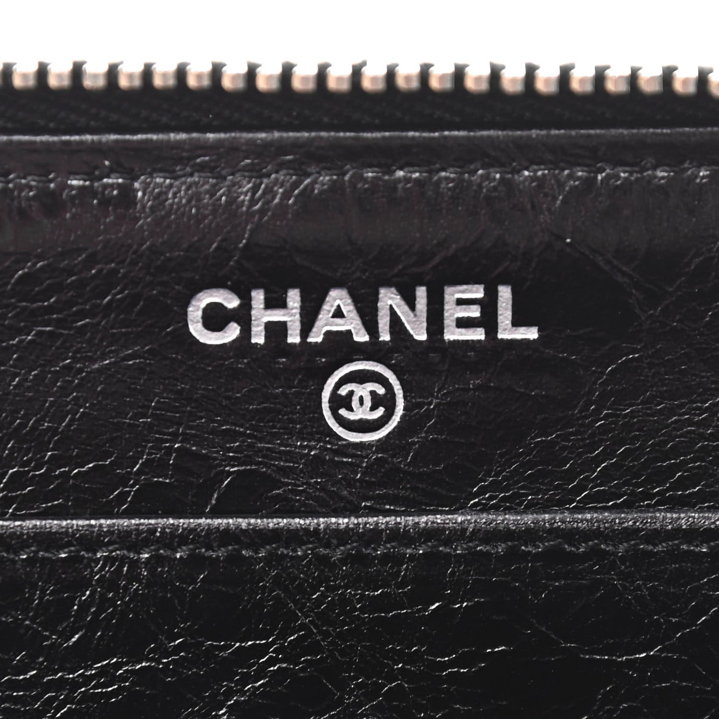 Aged Calfskin Striped Reissue Zip Around Wallet Black