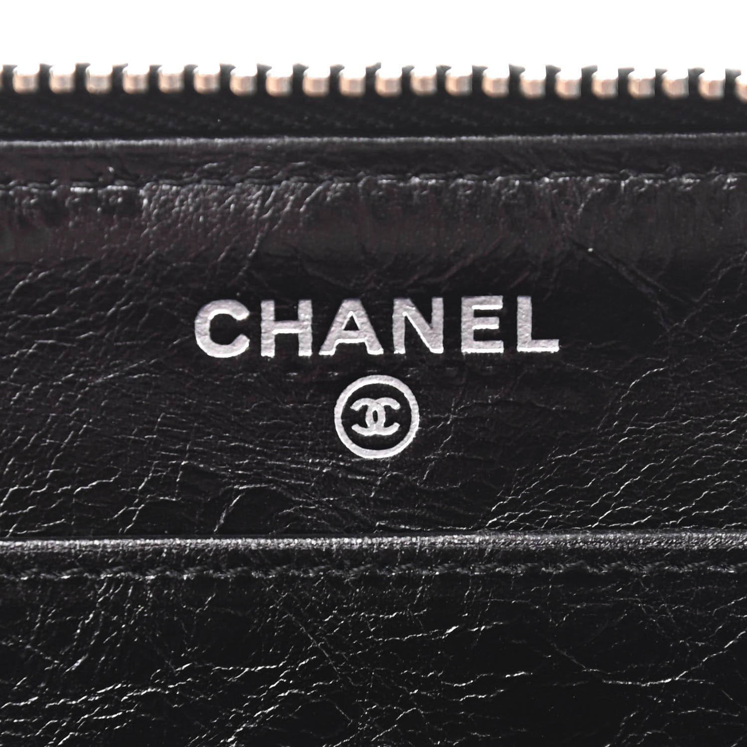 Chanel Aged Calfskin Striped Reissue Zip Around Wallet Black 9 of 11