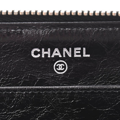 Chanel Aged Calfskin Striped Reissue Zip Around Wallet Black 9 of 11