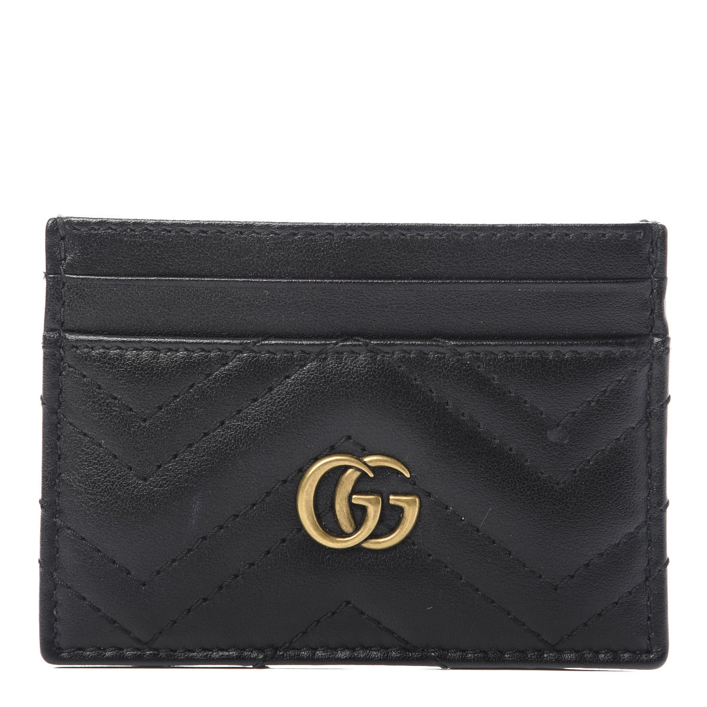 Calfskin Matelasse GG Marmont Card Holder Black